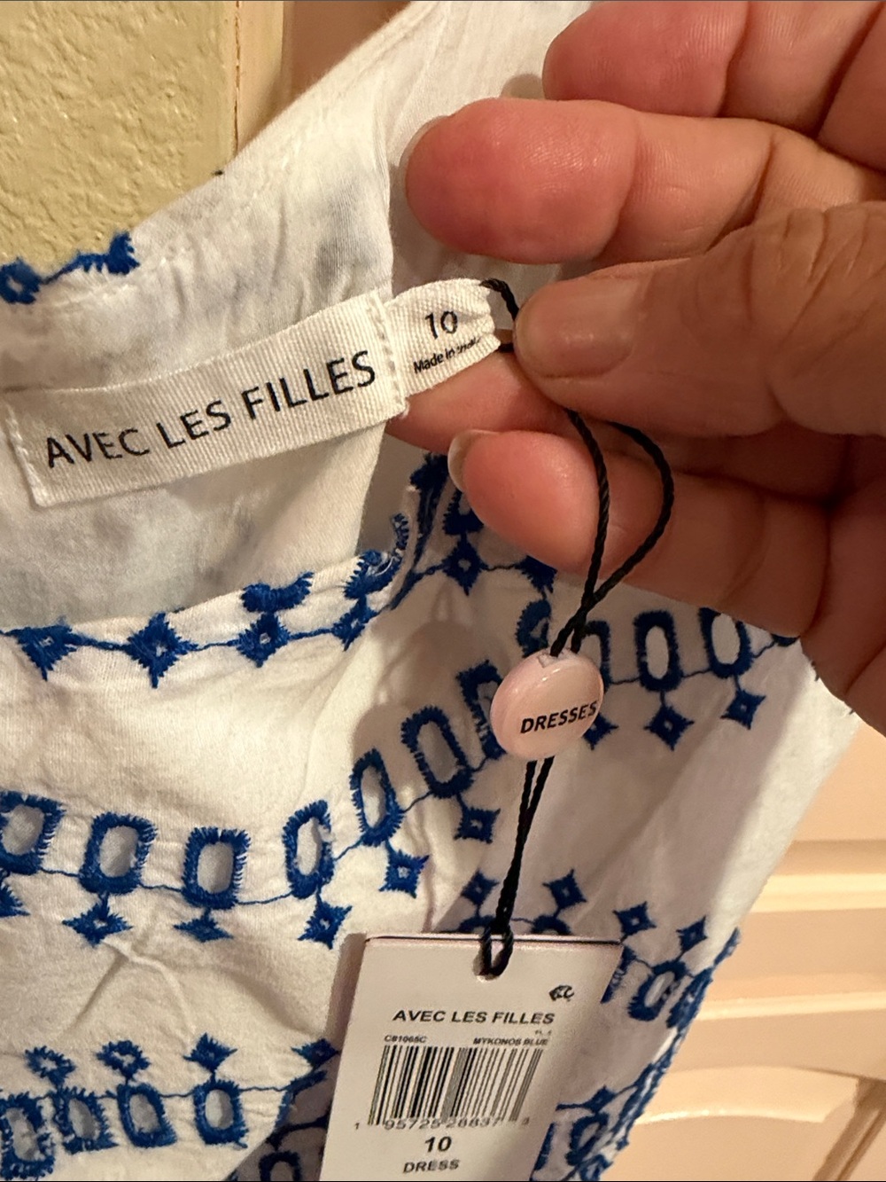 Avec Les Filles cotton eyelet lined mini dress in Mykonos blue - Picture 3 of 16